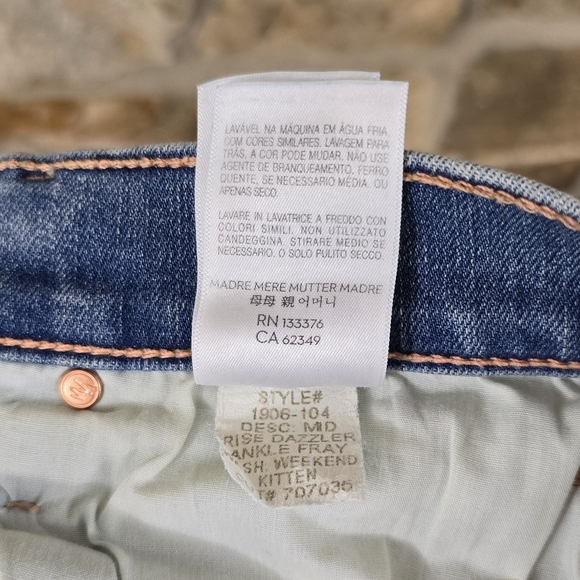Mother The Midrise Dazzler Ankle Fray Weekend Kitten Denim Jeans - Picture 11 of 13